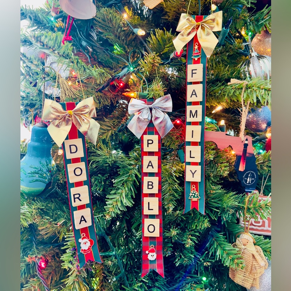 Handmade Personalized Scrabble Christmas Ornament - Custom Name, Family, Pet - Picture 5 of 5